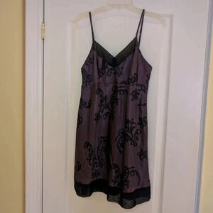 Elegant Purple and Black Lace Slip Dress